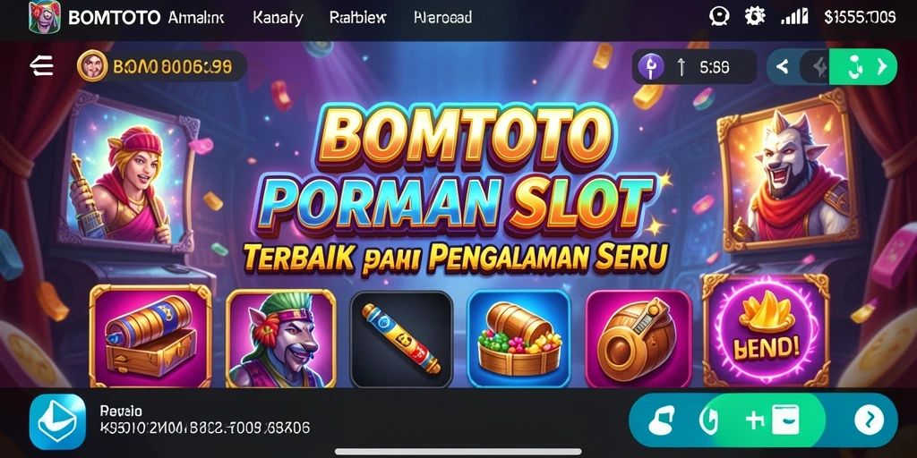 Tampilan menarik gameplay BOMTOTO dengan berbagai tema slot.