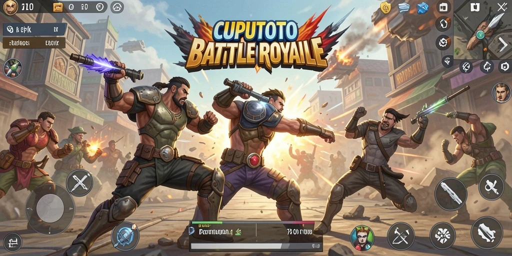 Screenshot utama CUPUTOTO menampilkan aksi seru di medan perang Battle Royale.
