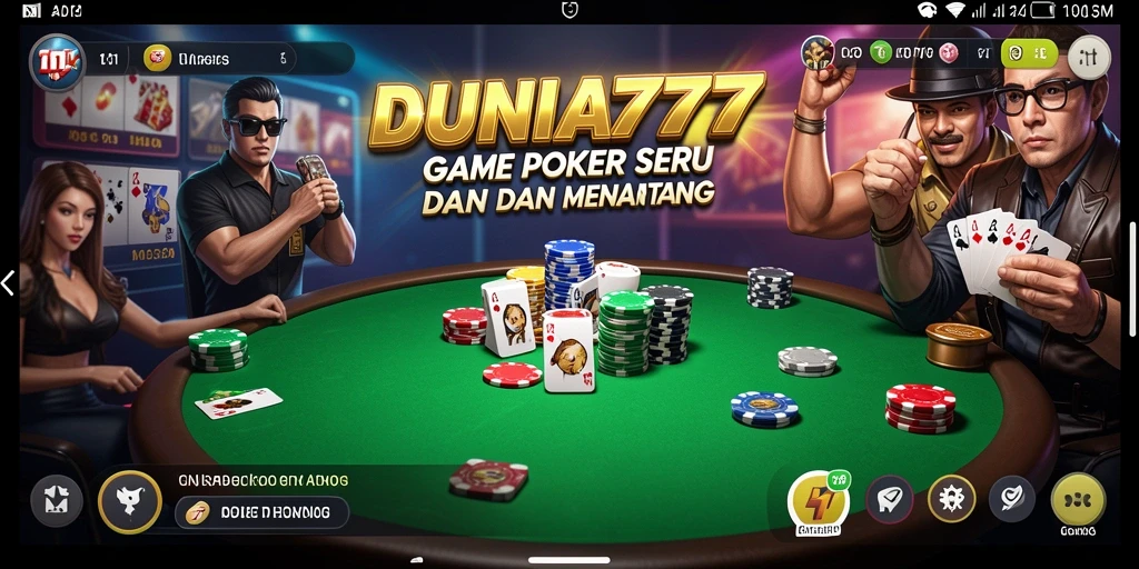 Tampilan gameplay seru dalam aplikasi poker DUNIA777.