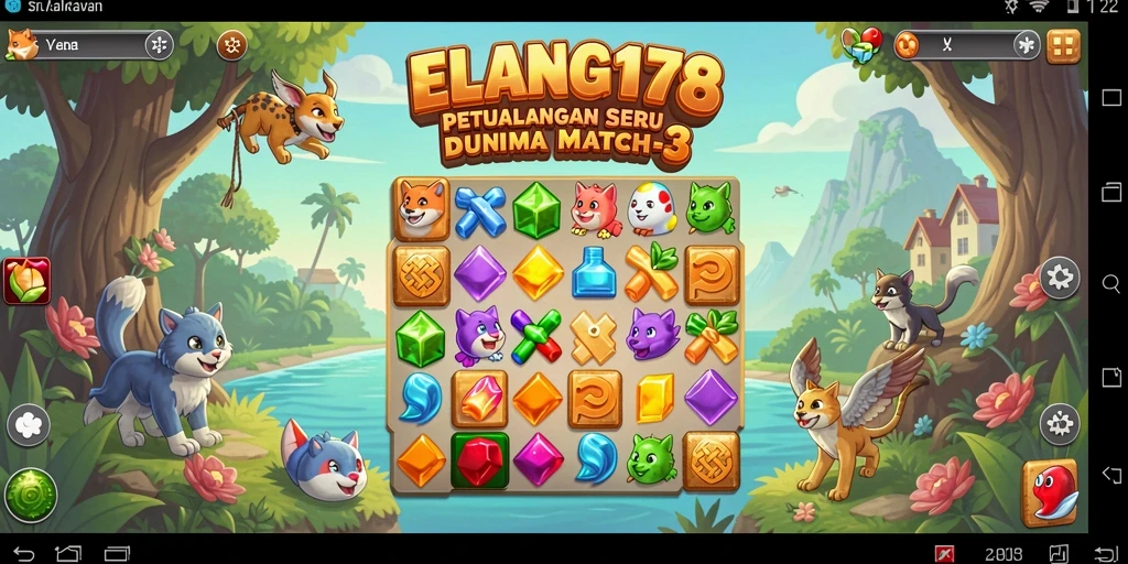 Tampilan gameplay menarik di ELANG178 saat mencocokkan permata.