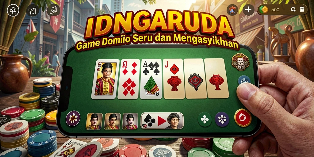 Tampilan gameplay IDNGARUDA dengan kartu domino yang seru.