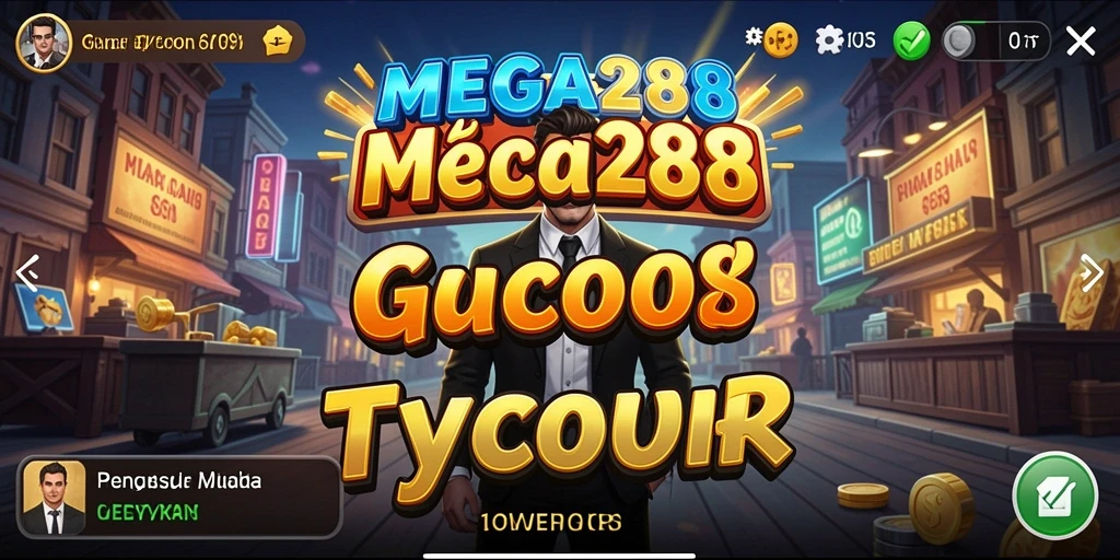 Tampilan gameplay MEGA288 yang menarik dengan elemen manajemen Tycoon.