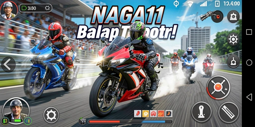 Tampilan aksi balap motor yang mendebarkan di NAGA11.