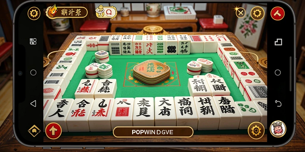 Screenshot utama POPWIN yang menunjukkan gameplay Mahjong yang seru.