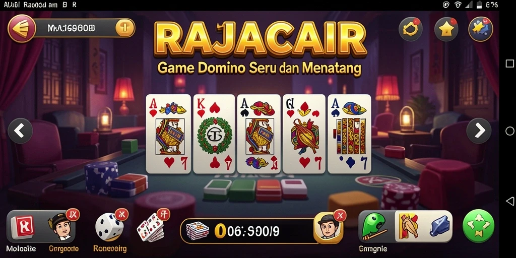 Screenshot gameplay RAJACAIR yang menunjukkan keseruan bermain domino.