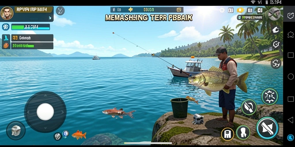 Tangkapan layar menunjukkan gameplay memancing yang mendebarkan di RPVIP4.